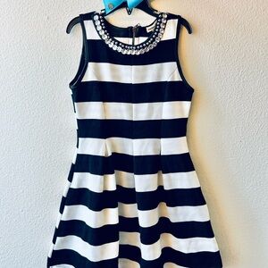Monteau Girl Striped Black and White Dress